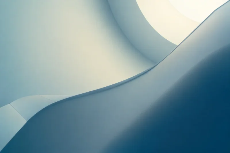 Soft pale blue architectural folds with a cream-lit opening